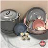 Image 1 : Pastel Pink & Blue Enamelware Grouping (Approx. 10pcs)