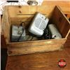 Image 1 : Wooden Box Lot w/3 Drive In Speakers
