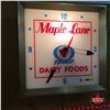 Image 1 : "Maple Lane Dairy Foods" Light Up Clock