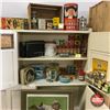 Image 1 : Large Collection of Confectioner Tins, Bottles, Boxes, etc + 1 Framed Print "First Touchdown"