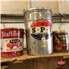Image 1 : Tin Trio: Stafford Fruit Spread Raspberry with Pectin, S.P.S., Arabrand Coffee
