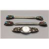 Image 1 : Set of 3 Sterling Silver with Turquoise and Coral Watch Tips and Bands