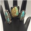 Image 1 : 3 Sterling Silver and Turquoise Rings