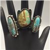 Image 2 : 3 Sterling Silver and Turquoise Rings