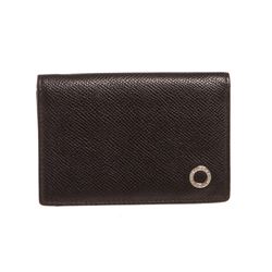 Bvlgari Black Leather Card Holder Compact Wallet