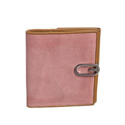 Gucci Pink Beige Suede Leather Bifold Wallet