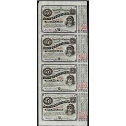 Uncut Sheet of (4) State of Louisiana Baby Bond Obsolete Notes
