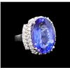Image 1 : GIA Cert 17.55 ctw Tanzanite and Diamond Ring - 14KT White Gold
