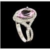 Image 4 : 2.35 ctw Morganite and Diamond Ring - 18KT White Gold