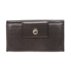 Bvlgari Black Leather Snap Closure Long Wallet