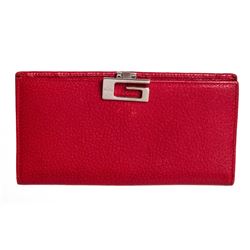 Gucci Red Grained Leather Long Wallet