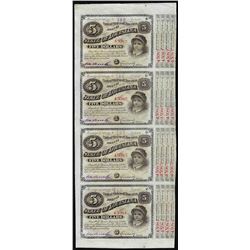 Uncut Sheet of (4) State of Louisiana Baby Bond Obsolete Notes
