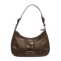 Gucci Vintage Green Satin Leather Shoulder Bag