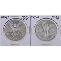 Lot of (2) 1982 Mexico 1 Oz Liberated Silver Coins