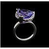 Image 4 : 9.25 ctw Tanzanite and Diamond Ring - 14KT White Gold