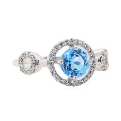 1.5 ctw Blue Topaz Ring - 14KT White Gold