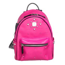 MCM Beet Root Pink Small Coated Canvas Stark Odeon Backpack