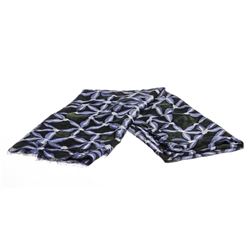 MCM Purple Green Silk Flower Printed Scarf