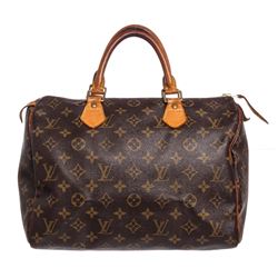 Louis Vuitton Monogram Canvas Leather Speedy 30 cm Bag