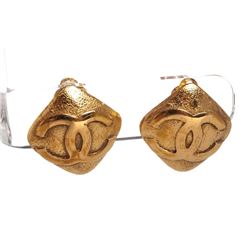 Chanel Gold CC Diamond Shape Vintage Clip On Earrings
