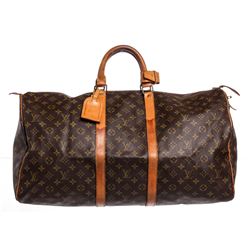 Louis Vuitton Monogram Canvas Leather Keepall 55 cm Duffle Bag Luggage