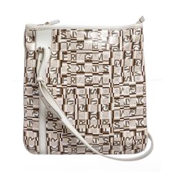 Salvatore Ferragamo White Multicolor Coated Canvas Crossbody Bag