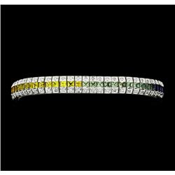 8.01 ctw Multi-Color Sapphire And Diamond Bracelet - 14KT White Gold