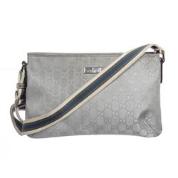 Gucci Metallic Silver Canvas Leather Crossbody Bag