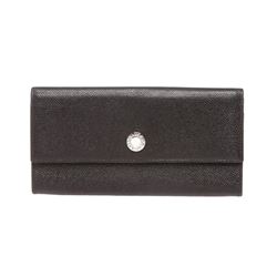 Bvlgari Black Leather Snap Closure Long Wallet