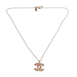 Chanel Gold Multicolor Rhinestone CC Necklace 07A