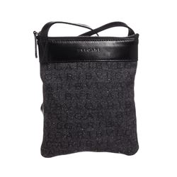 Bvlgari Gray Denim Black Leather Small Shoulder Bag