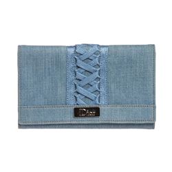 Dior Vintage Blue Denim Leather Admit It Corset Wallet