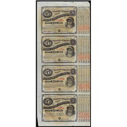Uncut Sheet of (4) State of Louisiana Baby Bond Obsolete Notes