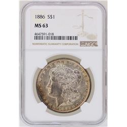 1886 $1 Morgan Silver Dollar Coin NGC MS63