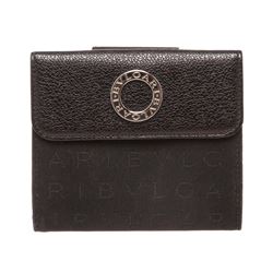 Bvlgari Black Canvas Leather Trim Snap Closure Small Wallet
