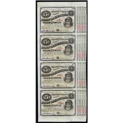 Uncut Sheet of (4) State of Louisiana Baby Bond Obsolete Notes