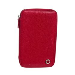 Bvlgari Red Textured Leather Zip Around Wallet