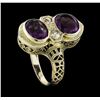 Image 4 : 2.00 ctw Amethyst and Diamond Ring - 18KT White Gold