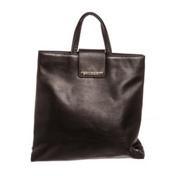 Bvlgari Black Leather Tote Handbag