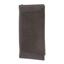 Bvlgari Black Leather Vertical Bi-Fold Long Wallet