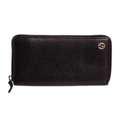 Gucci Black Leather Long Zippy Wallet