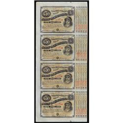 Uncut Sheet of (4) State of Louisiana Baby Bond Obsolete Notes