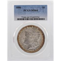1886 $1 Morgan Silver Dollar Coin PCGS MS64
