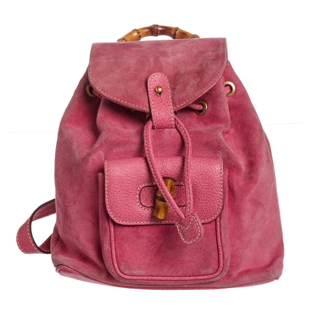 pink suede backpack