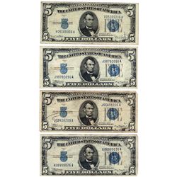 Lot (4) 1934 $5 Silver Certificate Notes