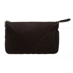 Salvatore Ferragamo Black Canvas Leather Pouch Bag