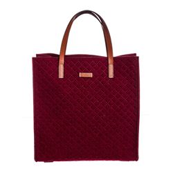 Gucci Red Wool Leather Diamante Tote Bag