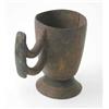 Image 1 : An African carved wooden cup, with shaped handle and tapering base 5.25 ins...