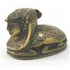 Image 1 : A bronze sphinx inkwell, with scrolled decoration 2.5 ins...