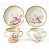 Image 1 : A pair of Chelsea chocolate cups and saucers, gold anchor marks and period, 1756-69, cups with tw...